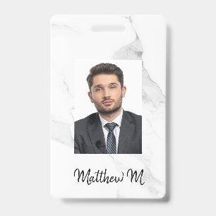 Marmor-Foto-Name minimalist weiß grau Ausweis