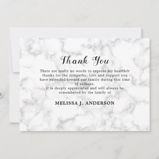 Marmor für immer in unserem Herzen Beileid Beerdig Dankeskarte (Rückseite)