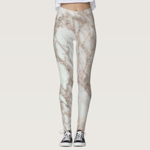Marmor Glam Rose Pink Gold Silber Designer Stil Leggings