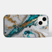Marmor Glitter Monogramm Etui - Mate iPhone Hülle (Rückseite (Horizontal))