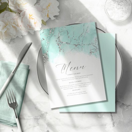 Marmor-Glitzer Hochzeit Aquamarin Silver ID644