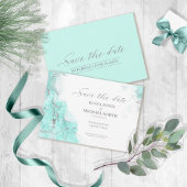 Marmor-Glitzer Hochzeit Aquamarin Silver ID644 Save The Date