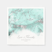 Marmor-Glitzer Hochzeit Aquamarin Silver ID644 Serviette (Vorderseite)