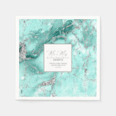 Marmor Glitzer Hochzeit Aquamarin Silver V2 ID644 Serviette (Vorderseite)