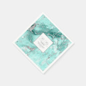 Marmor Glitzer Hochzeit Aquamarin Silver V2 ID644 Serviette (Ecke)