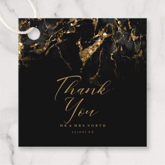 Marmor-Glitzer Hochzeit dank Black Gold ID644 Geschenkanhänger (Vorderseite)