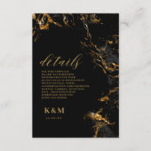 Marmor-Glitzer Hochzeitdetails Schwarz-Gold-ID644 Begleitkarte (Vorderseite)