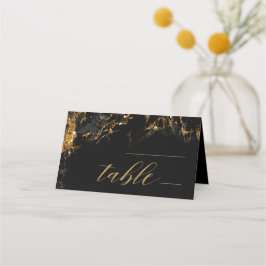 Marmor Glitzer Hochzeitstisch Schwarz Gold ID644 Platzkarte