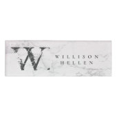 Marmor Glitzer Luxury Monogramm Namenschild (Vorderseite)