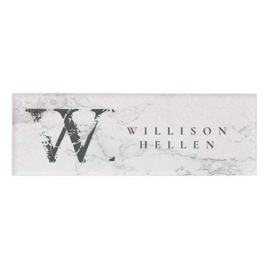 Marmor Glitzer Luxury Monogramm Namenschild (Vorderseite)