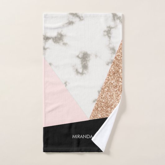 Marmor Glitzer Rose Mosaik Badhandtuch Set (Handtuch)