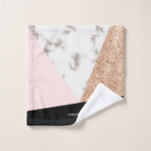 Marmor Glitzer Rose Mosaik Badhandtuch Set (Waschlappen)