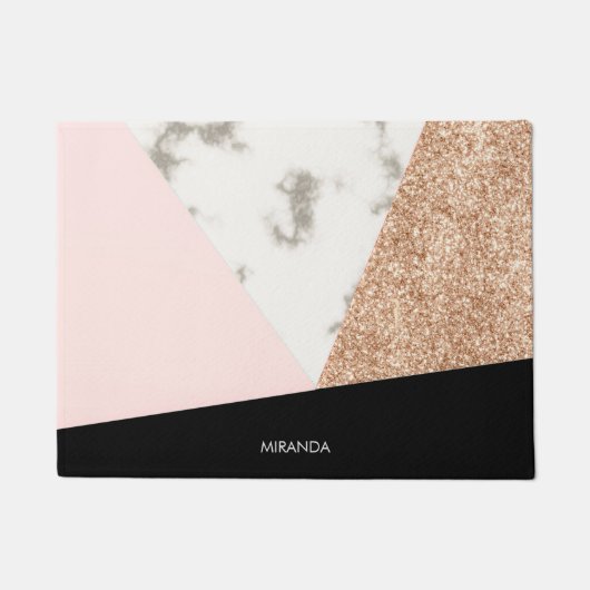 Marmor Glitzer Rose Mosaik Fußmatte (Vorderseite)