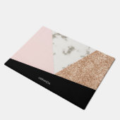 Marmor Glitzer Rose Mosaik Fußmatte (Schrägansicht)