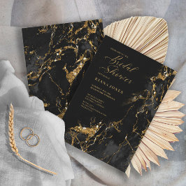 Marmor-Glitzer Wedding Black Gold ID644 Einladung