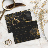 Marmor-Glitzer Wedding Black Gold ID644 RSVP Karte