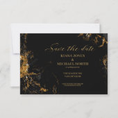 Marmor-Glitzer Wedding Black Gold ID644 Save The Date (Vorderseite)