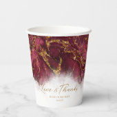Marmor Glitzer Wedding Burgundy Gold ID644 Pappbecher (Rückseite)