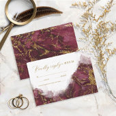 Marmor Glitzer Wedding Burgundy Gold ID644 RSVP Karte