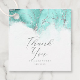 Marmor Glitzer Wedding Dank Aquamarin Silver ID644 Geschenkanhänger