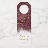 Marmor Glitzer Wedding Dank Burgundy Gold ID644 Flaschenanhänger (Vorderseite)
