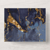 Marmor Glitzer Wedding Navy Blue Gold ID644 All In One Einladung (Rückseite)
