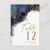 Marmor Glitzer Wedding Navy Blue Gold ID644 Einladung (Rückseite)