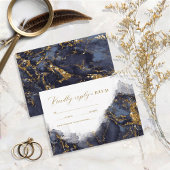 Marmor Glitzer Wedding Navy Blue Gold ID644 RSVP Karte