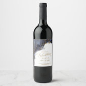 Marmor Glitzer Wedding Navy Blue Gold ID644 Weinetikett (Vorderseite)