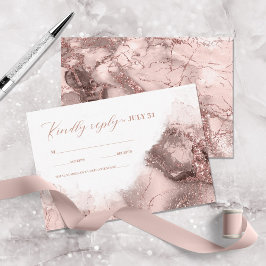 Marmor Glitzer Wedding Rose Gold ID644 RSVP Karte