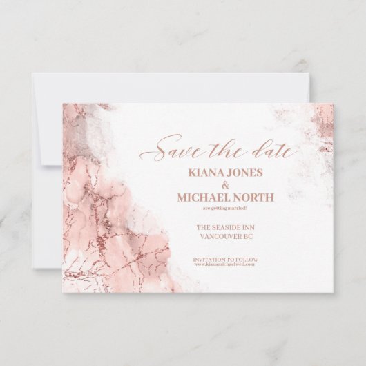 Marmor Glitzer Wedding Rose Gold ID644 Save The Date (Vorderseite)