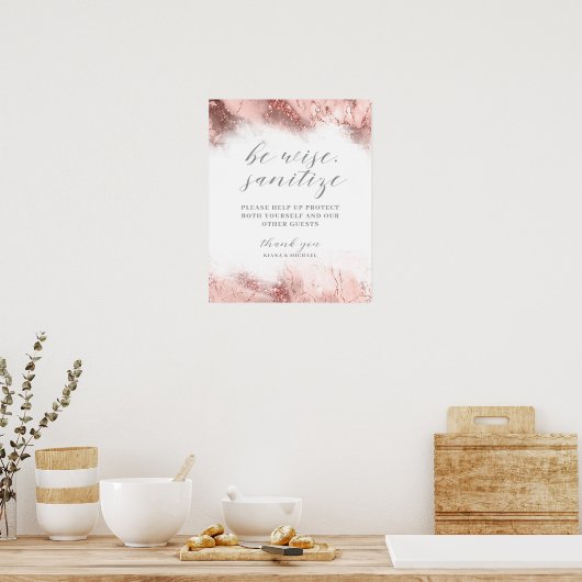 Marmor Glitzer Wedding Sanitize Rose Gold ID644 Poster (Küche)