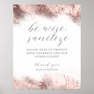 Marmor Glitzer Wedding Sanitize Rose Gold ID644 Poster