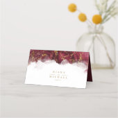 Marmor Glitzer Wedding Table Burgundy Gold ID644 Platzkarte (Rückseite)