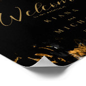 Marmor Glitzer Wedding Welcome Black Gold ID644 Poster (Ecke)