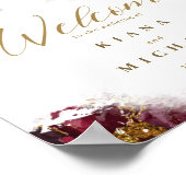 Marmor Glitzer Wedding Welcome Burgundy Gold ID644 Poster (Ecke)
