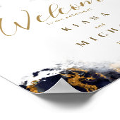 Marmor Glitzer Wedding Welcome Navy Blu Gold ID644 Poster (Ecke)