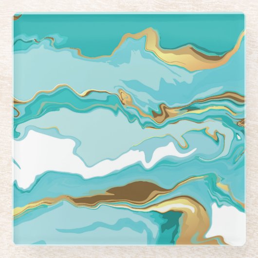 Marmor, Gold: abstrakter Vintager Hintergrund. Glasuntersetzer (Vorderseite)