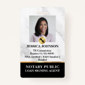 Marmor, Gold & Black Luxury Beruflich Notary ID Ausweis (Vorderseite)