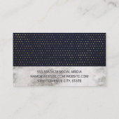 Marmor | Gold Dot Muster | Luxury Dark Blue Visitenkarte (Rückseite)
