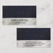 Marmor | Gold Dot Muster | Luxury Dark Blue Visitenkarte (Vorne/Hinten)