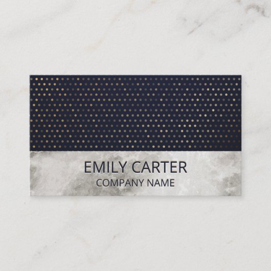 Marmor | Gold Dot Muster | Luxury Dark Blue Visitenkarte (Vorderseite)