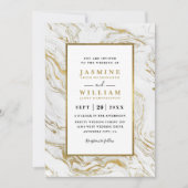 Marmor Gold Elegant Moderne QR Code Hochzeit Einladung (Vorderseite)