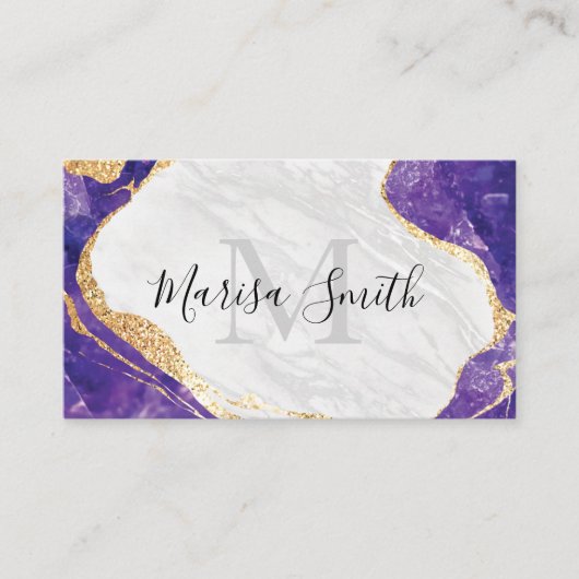Marmor, Gold Glitzer, Blauer Stein Visitenkarte (Vorderseite)