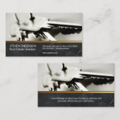 Marmor | Gold-Metallic-Trimm | Schlüssel Visitenkarte (Vorne/Hinten)