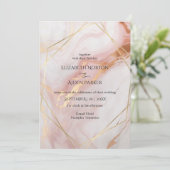 Marmor Gold (Nachahmung) Blush Wedding Einladung (Stehend Vorderseite)