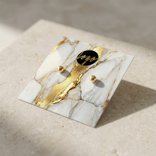 Marmor-Gold-Ohrhänger-Displaykarte   Elegant Quadratische Visitenkarte