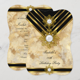 Marmor Gold Perle Beige Schwarz Geburtstagsfeier Einladung