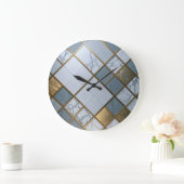 Marmor Gold Raster Luxus Geometrie Große Wanduhr (Zuhause)