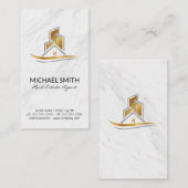 Marmor | Gold Real Anwesen Logo Visitenkarte (Vorne/Hinten)